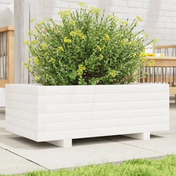 Plantekasse 70x40x26,5 cm i massivt fyrretræ (hvid)