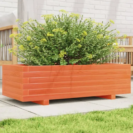Plantekasse i massivt fyrretræ 90x40x26,5 cm – gyldenbrun