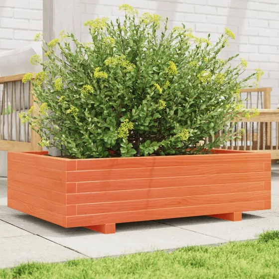 Plantekasse i massivt fyrretræ 90x60x26,5 cm – gyldenbrun