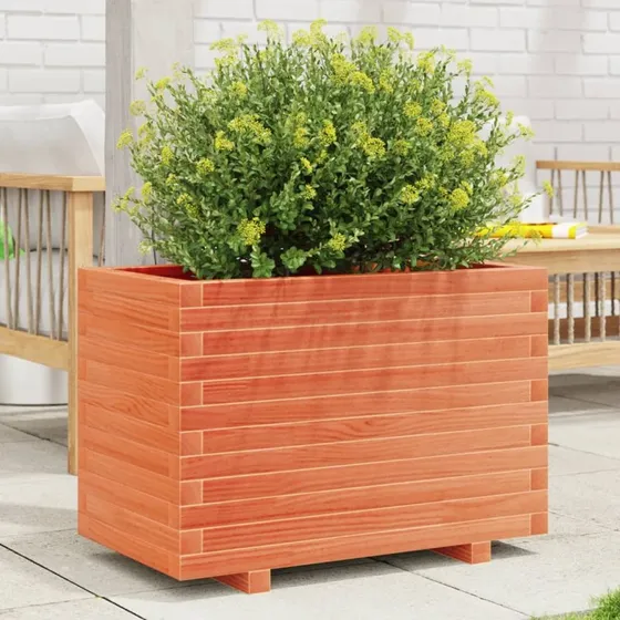 Plantekasse i massivt fyrretræ 70x40x49,5 cm – gyldenbrun