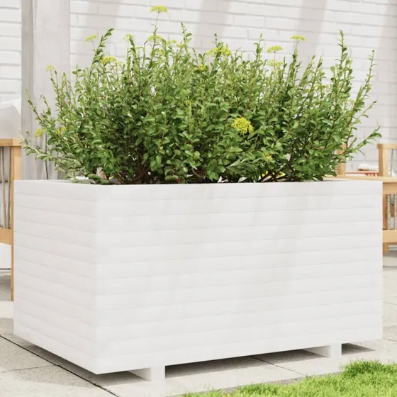 Plantekasse i massivt fyrretræ 90x60x49,5 cm - hvid