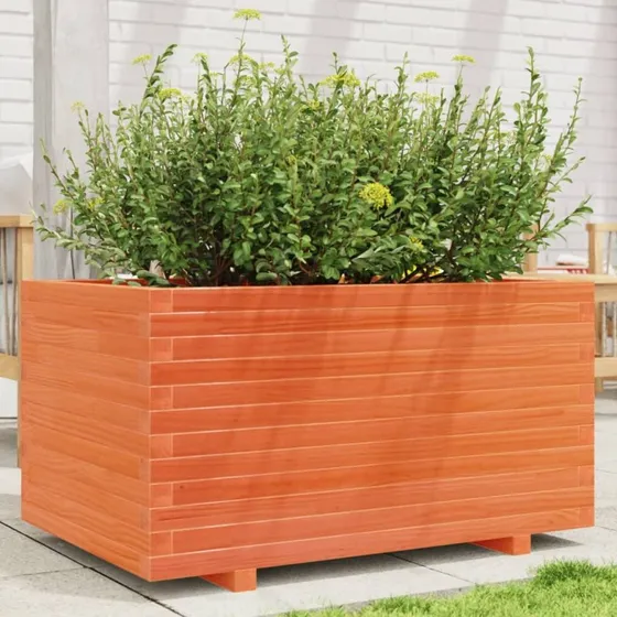 Plantekasse i massivt fyrretræ 90x60x49,5 cm - gyldenbrun