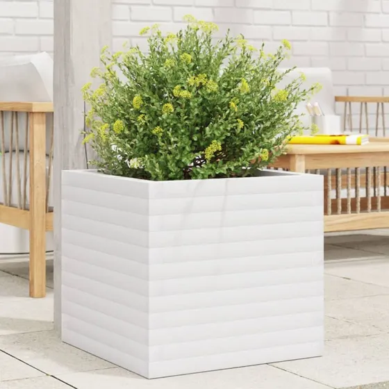 Plantekasse i massivt fyrretræ 50x50x46 cm - Hvid