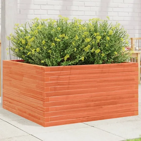 Plantekasse 90x90x46 cm i massivt fyrretræ - gyldenbrun