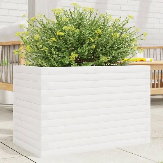 Plantekasse i massivt fyrretræ 70x40x46 cm - hvid