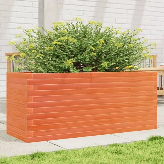 Plantekasse i massivt fyrretræ 110x40x46 cm — gyldenbrun
