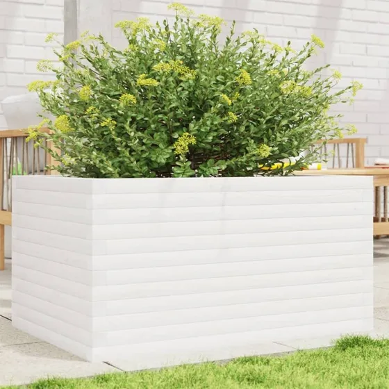 Plantekasse i massivt fyrretræ 90x60x46 cm – hvid
