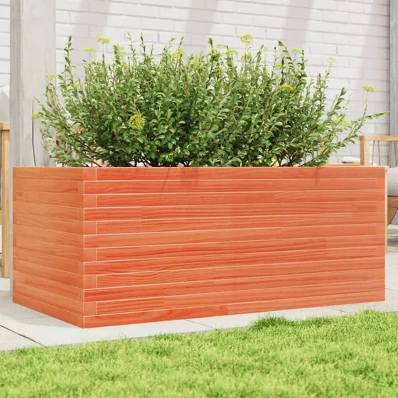 Plantekasse i massivt fyrretræ 110x60x46 cm – gyldenbrun