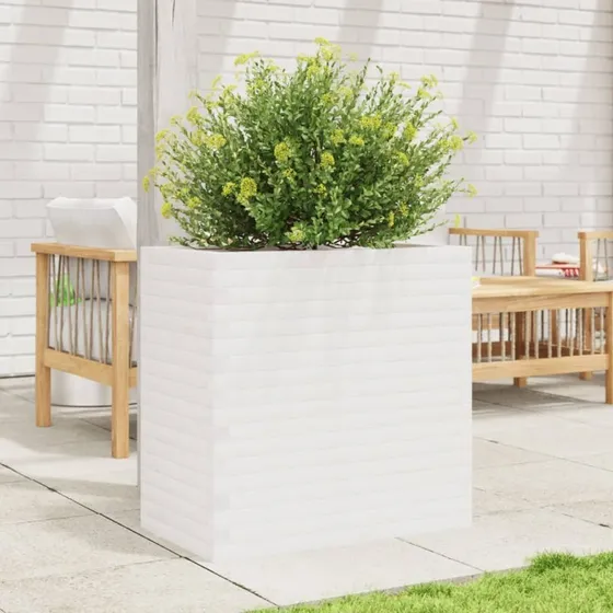 Plantekasse i massivt fyrretræ 70×40×68,5 cm – hvid