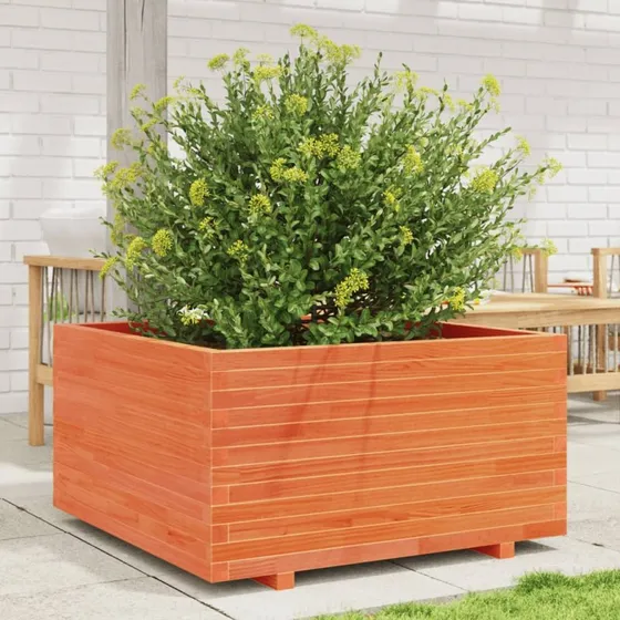 Plantekasse i massivt fyrretræ 90x90x49,5 cm - gyldenbrun