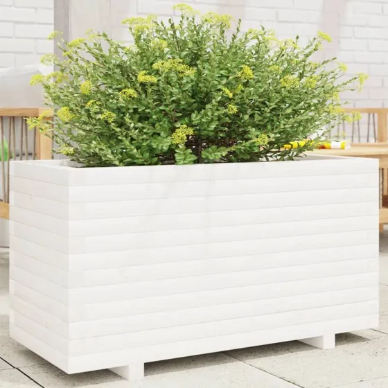 Plantekasse i massivt fyrretræ 90x40x49,5 cm - hvid
