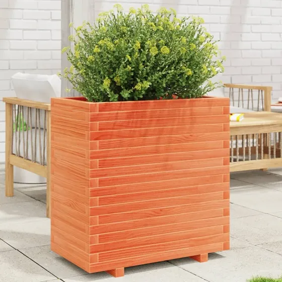 Plantekasse i massivt fyrretræ 70x40x72,5 cm – gyldenbrun