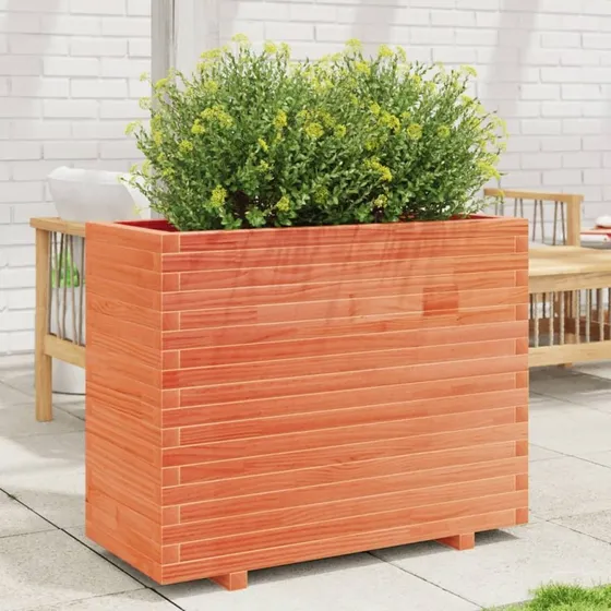 Plantekasse i massivt fyrretræ 90x40x72,5 cm – gyldenbrun