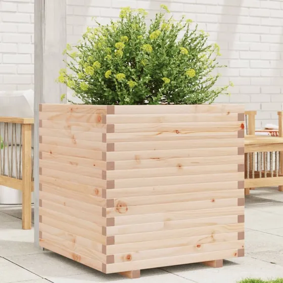 Plantekasse i massivt fyrretræ 70×70×72 cm