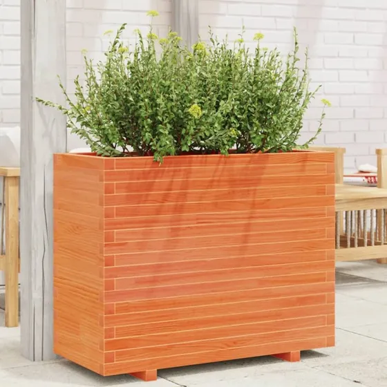 Plantekasse i massivt fyrretræ 90x40x72 cm – gyldenbrun