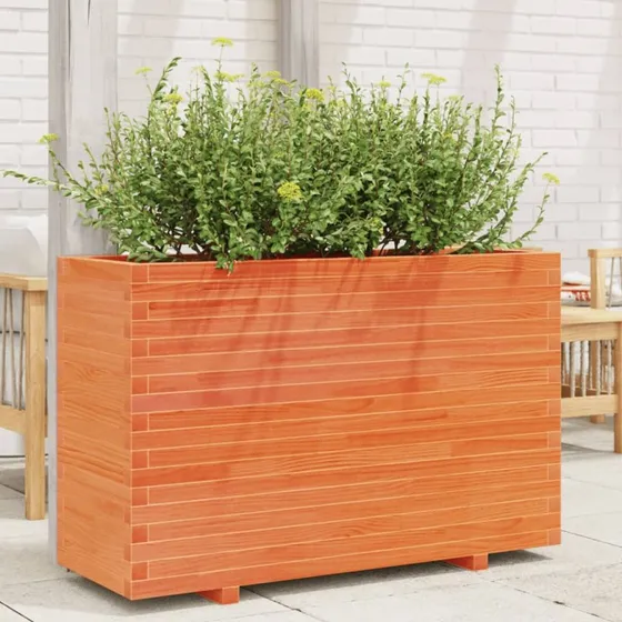 Plantekasse i massivt fyrretræ 110x40x72 cm - gyldenbrun