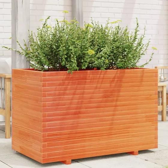 Plantekasse i massivt fyrretræ 110x60x72 cm – gyldenbrun