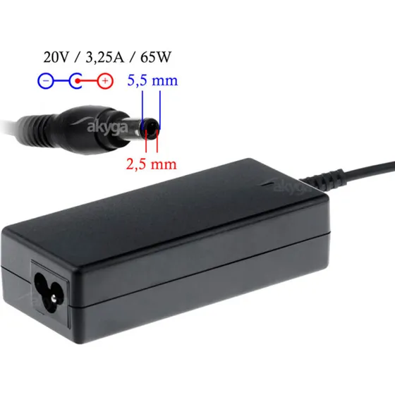 Akyga 65W strømforsyning 20V (5,5x2,5 mm) til Toshiba/HP