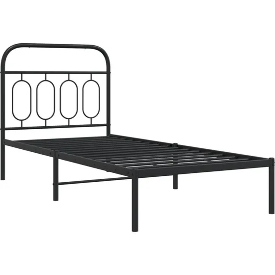 Sengeramme med sengegavl 80x200 cm i sort metal