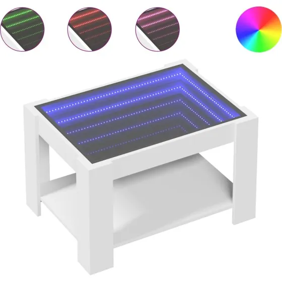 Sofabord med RGB LED 73x53x45 cm  Hvidt konstrueret tr