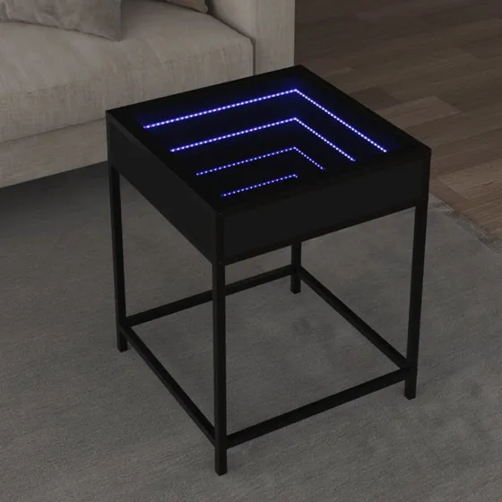 Sofabord med Infinity RGB LED 40x40x51 cm - Sort
