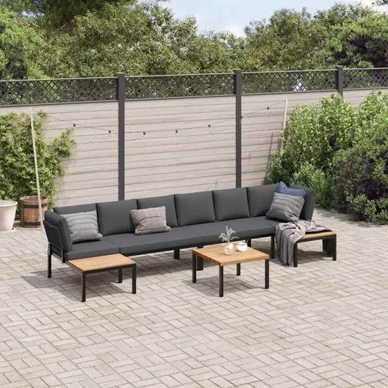 Havesofasæt 5 dele i aluminium med hynder - sort