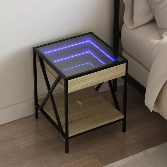 Sengebord med Infinity RGB-LED 40x40x49 cm – Sonoma-eg