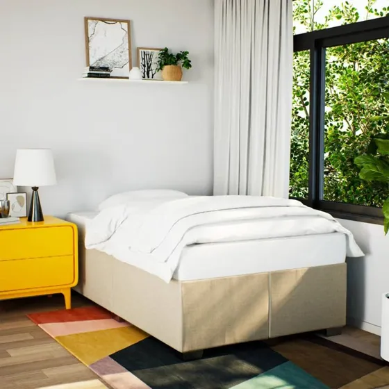 Sengeramme 120x190 cm i creme stof (uden madras)