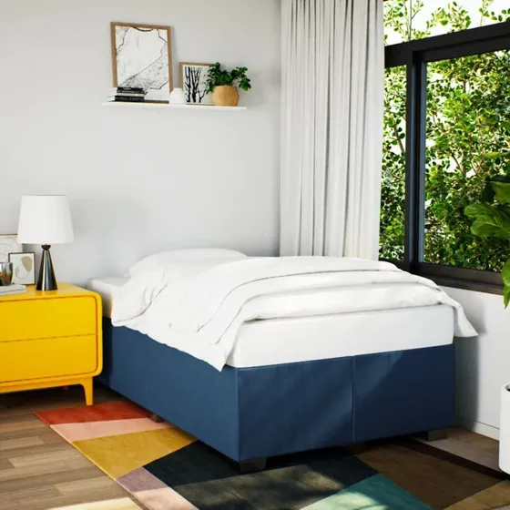 Sengeramme 120x190 cm i blåt stof – uden madras