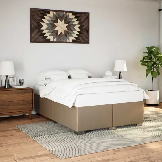 Sengeramme 140x190 cm i cappuccino kunstlæder