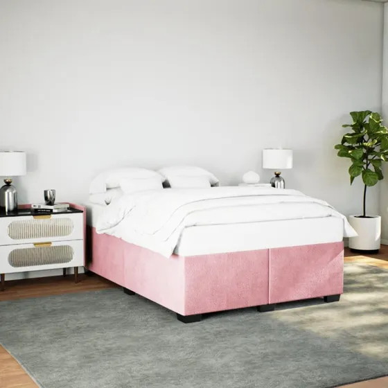 Sengeramme 160x200 cm i fløjl - Pink