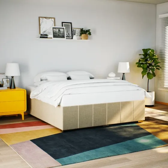 Sengeramme 180x200 cm i creme stof (uden madras)
