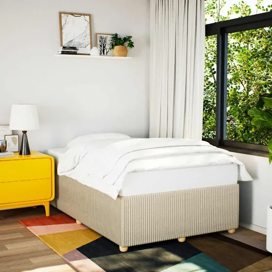 Sengeramme 120x190 cm i creme stof uden madras