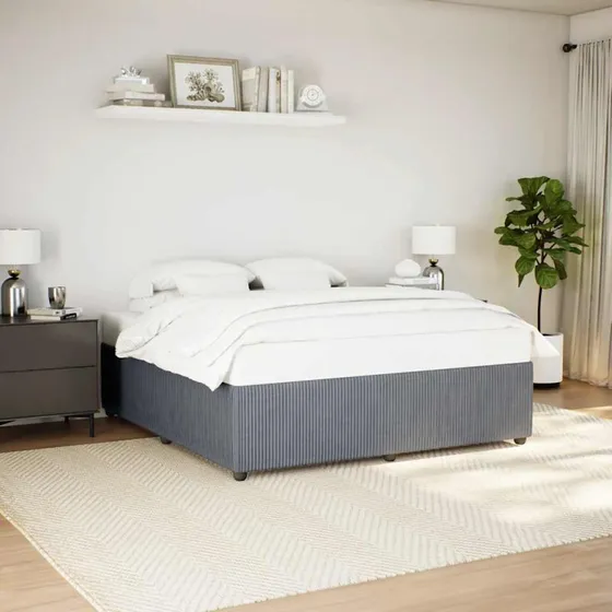 Sengeramme i fløjl 180x200 cm – mørkegrå uden madras