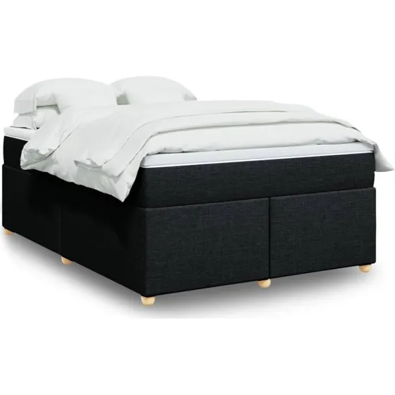 Kontinentalseng 140x190 cm med pocketmadras – sort stof