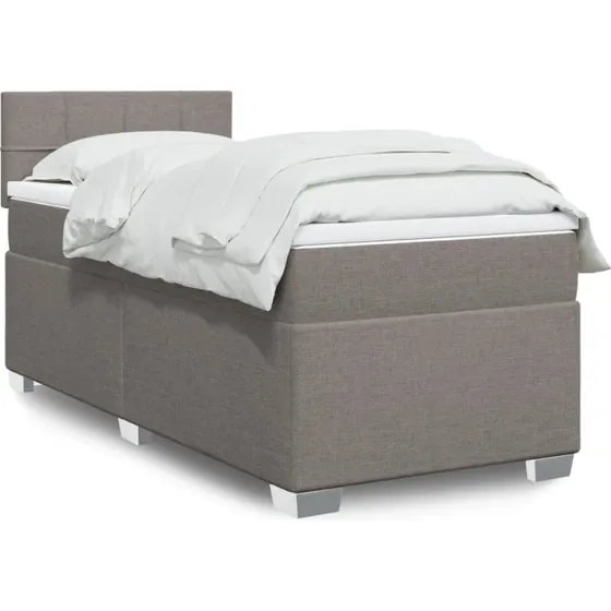 Kontinentalseng 90x190 cm med madras - gråbrun stof