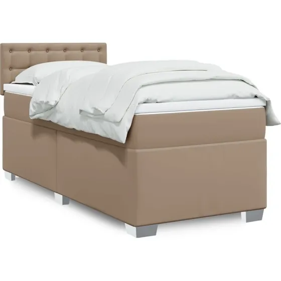 Kontinentalseng 90x190 cm i kunstlæder – cappuccino