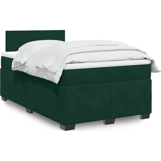 Kontinentalseng 120x190 velour mørkegrøn med madras