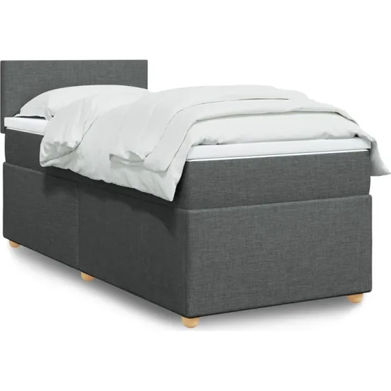 Kontinentalseng 90x200 cm med madras – mørkegrå stof