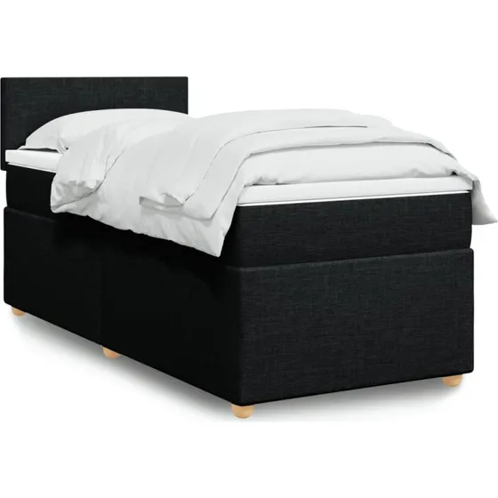 Kontinentalseng med madras 80x200 cm - sort stof