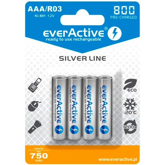 EverActive Silver Line EVHRL03-800 AAA genopladelige 800mAh (4 stk)