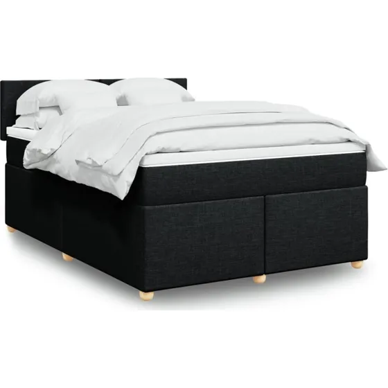 Kontinentalseng med madras 140x190 cm - sort stof