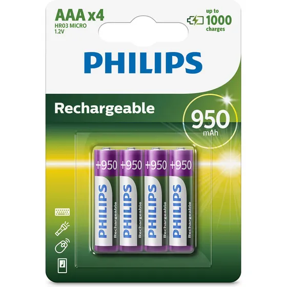 Philips R03B4A95/10 Genopladeligt AAA 950 mAh 4-pak