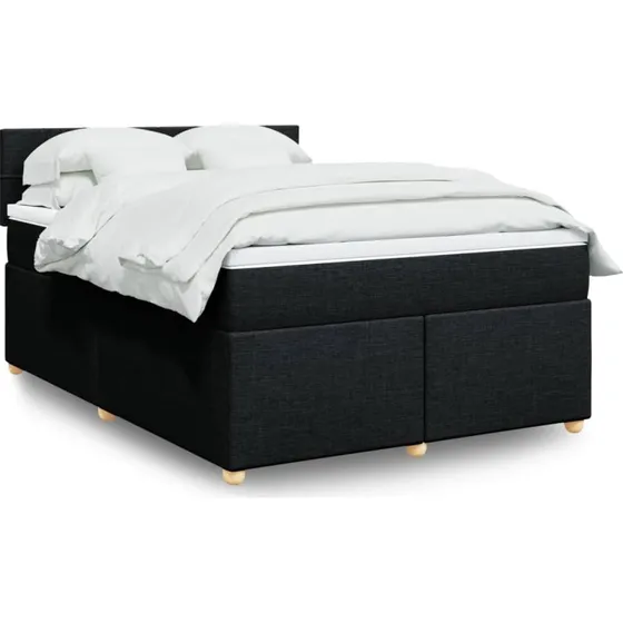 Kontinentalseng 160x200 cm med pocketmadras, sort stof