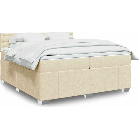 Kontinentalseng 200x200 cm i creme stof med pocketmadras