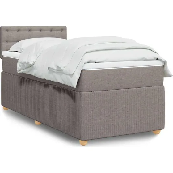 Kontinentalseng med madras 90x190 cm – gråbrun stof
