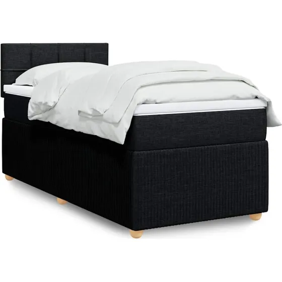 Kontinentalseng 90x200 cm med pocketmadras, sort stof