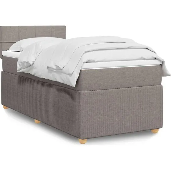 Kontinentalseng 90x200 med pocketmadras – gråbrun stof
