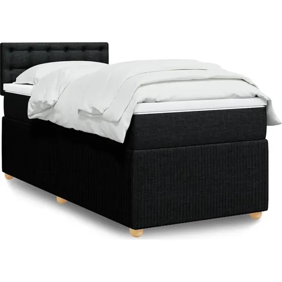 Kontinentalseng med pocketmadras 100x200 cm – sort stof