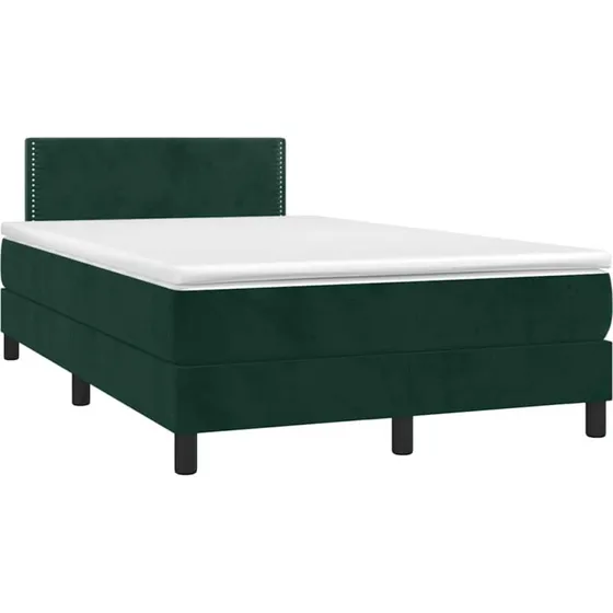 Kontinentalseng 120x190 cm i mørkegrøn velour med LED